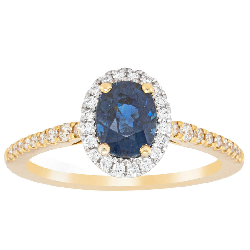 18ct Yellow Gold 1.08ct Sapphire & Diamond Mini Sierra Ring-Ring-Walker & Hall