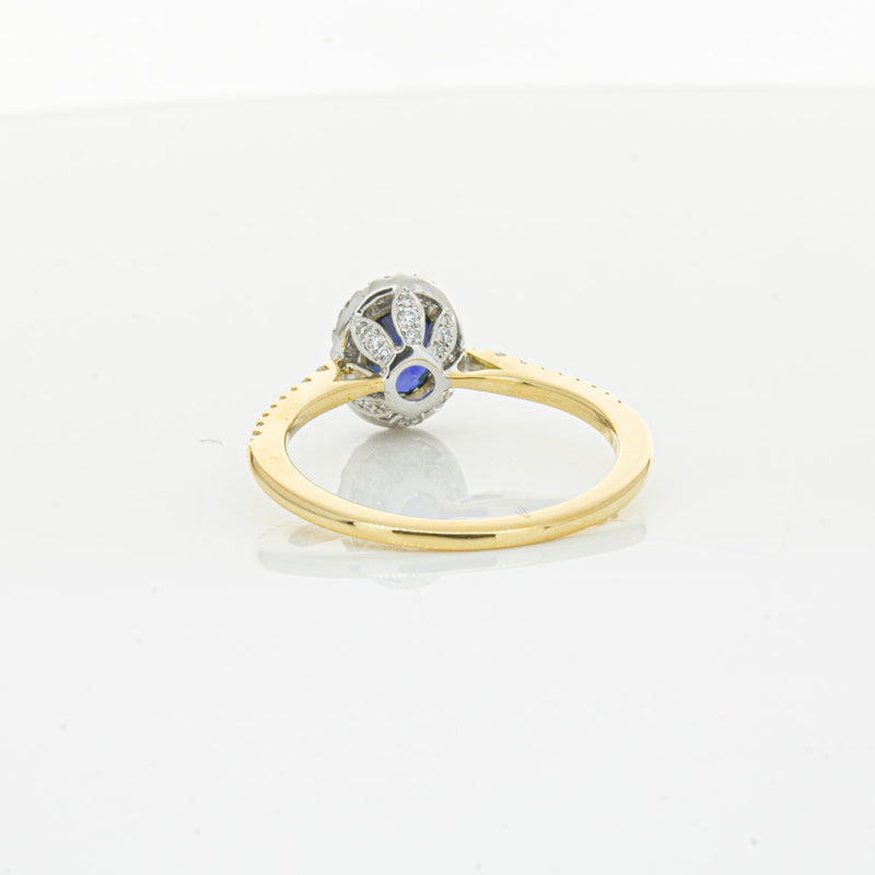18ct Yellow Gold 1.08ct Sapphire & Diamond Mini Sierra Ring-Ring-Walker & Hall