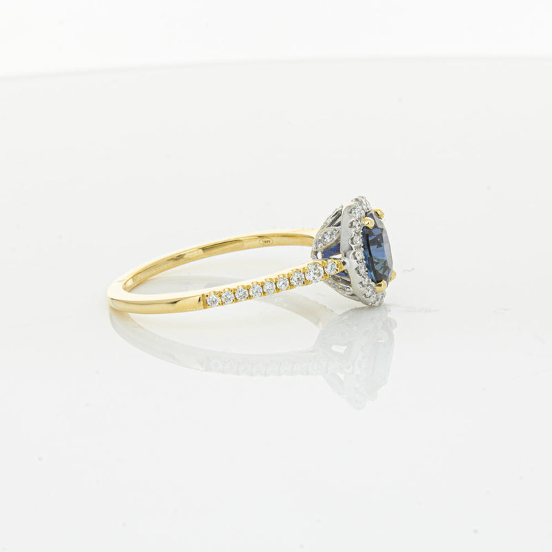 18ct Yellow Gold 1.08ct Sapphire & Diamond Mini Sierra Ring-Ring-Walker & Hall