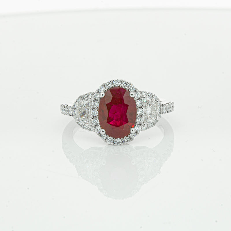 18ct White Gold Ruby & Diamond Ring-Ring-Walker & Hall