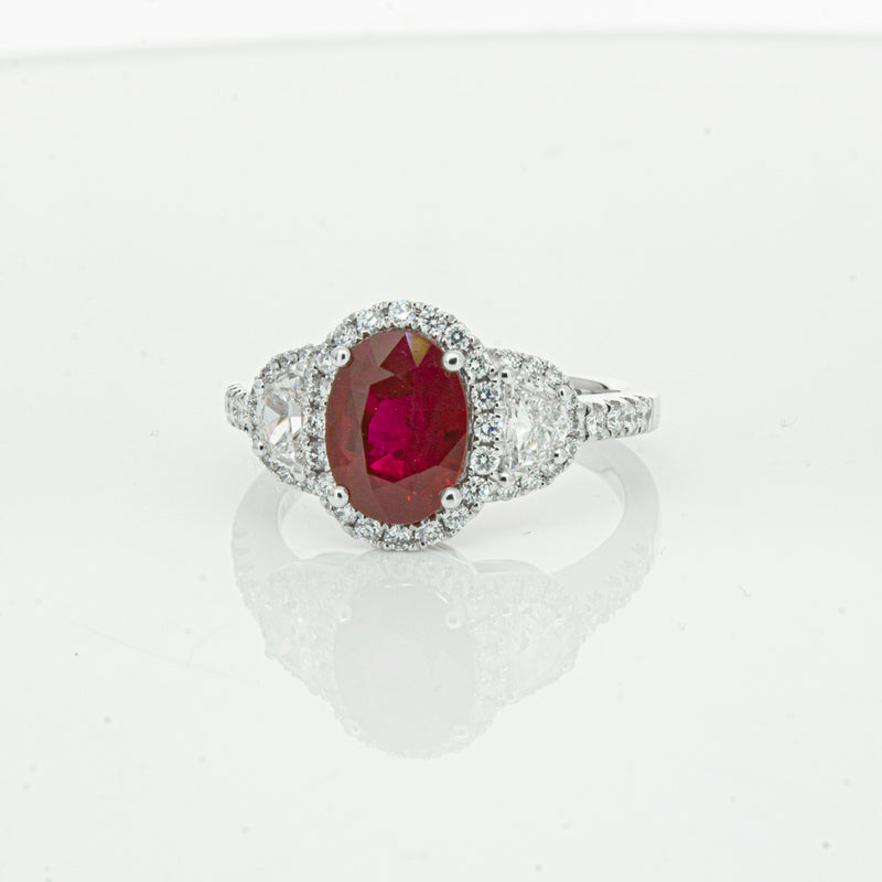 18ct White Gold Ruby & Diamond Ring-Ring-Walker & Hall