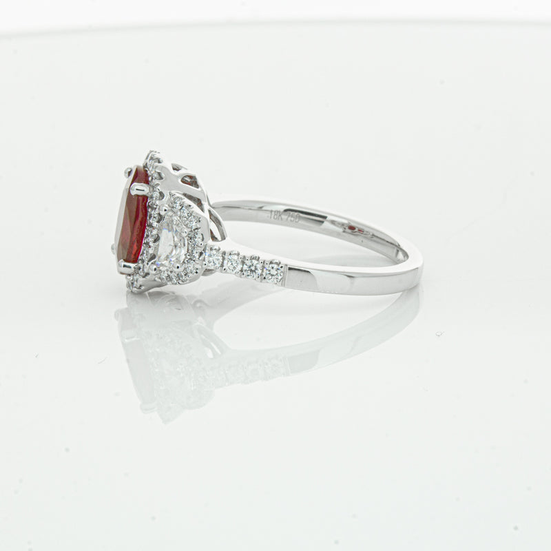 18ct White Gold Ruby & Diamond Ring-Ring-Walker & Hall