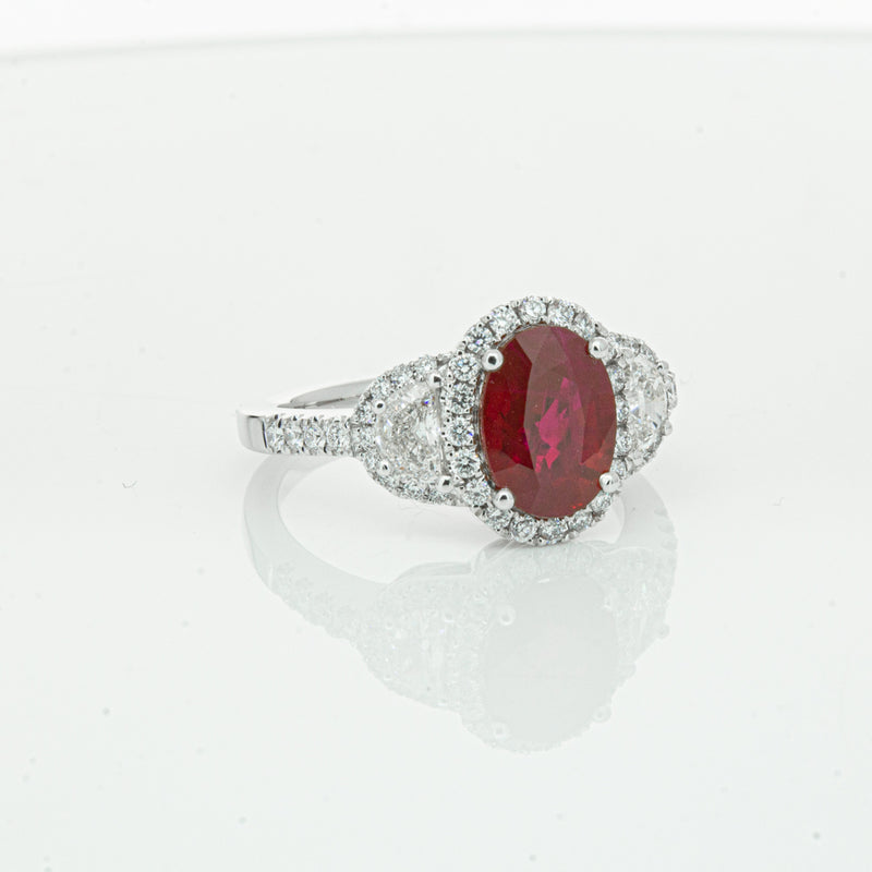 18ct White Gold Ruby & Diamond Ring-Ring-Walker & Hall