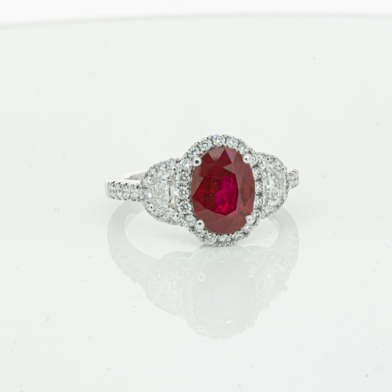 18ct White Gold Ruby & Diamond Ring-Ring-Walker & Hall