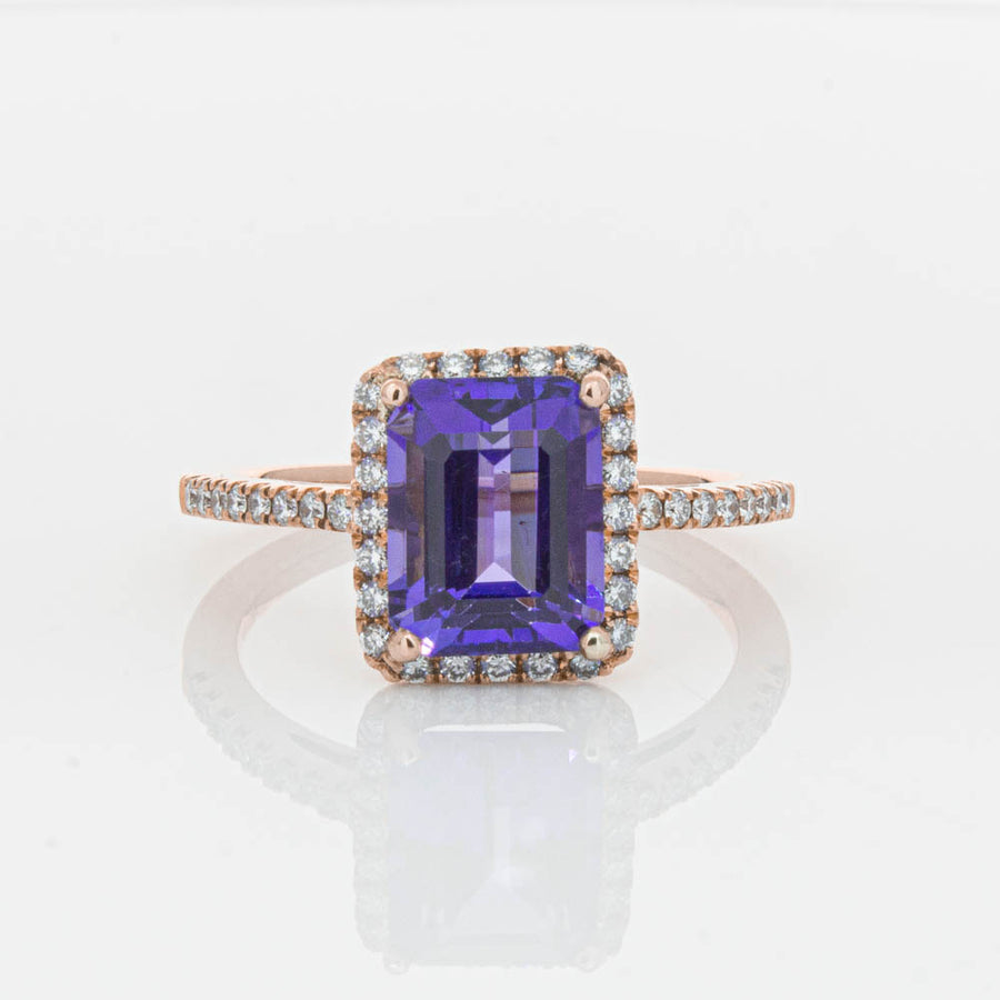 18ct Rose Gold 2.55ct Tanzanite & Diamond Ring-Ring-Walker & Hall