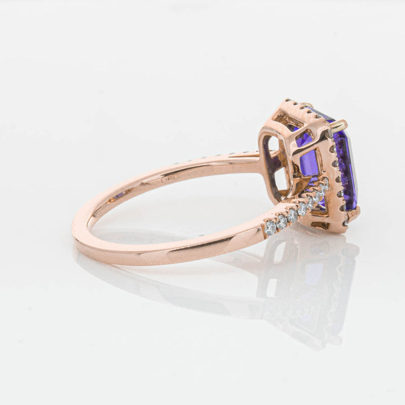 18ct Rose Gold 2.55ct Tanzanite & Diamond Ring-Ring-Walker & Hall