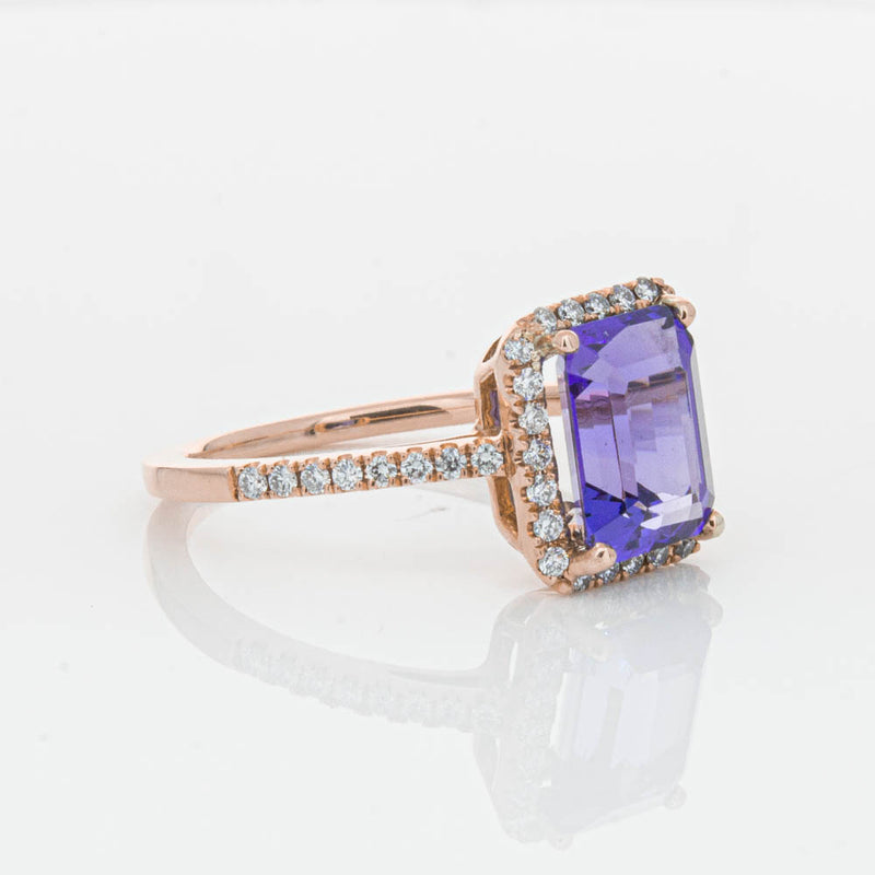 18ct Rose Gold 2.55ct Tanzanite & Diamond Ring-Ring-Walker & Hall