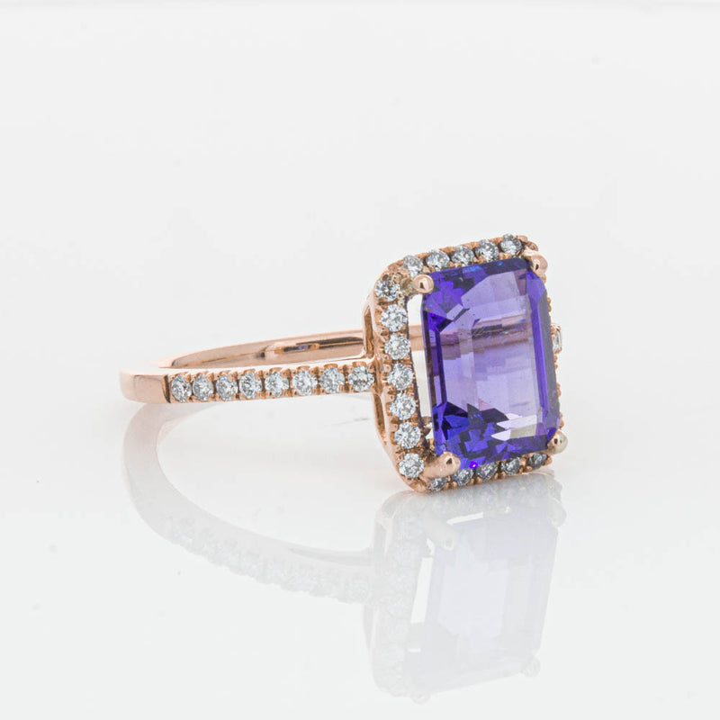 18ct Rose Gold 2.55ct Tanzanite & Diamond Ring-Ring-Walker & Hall