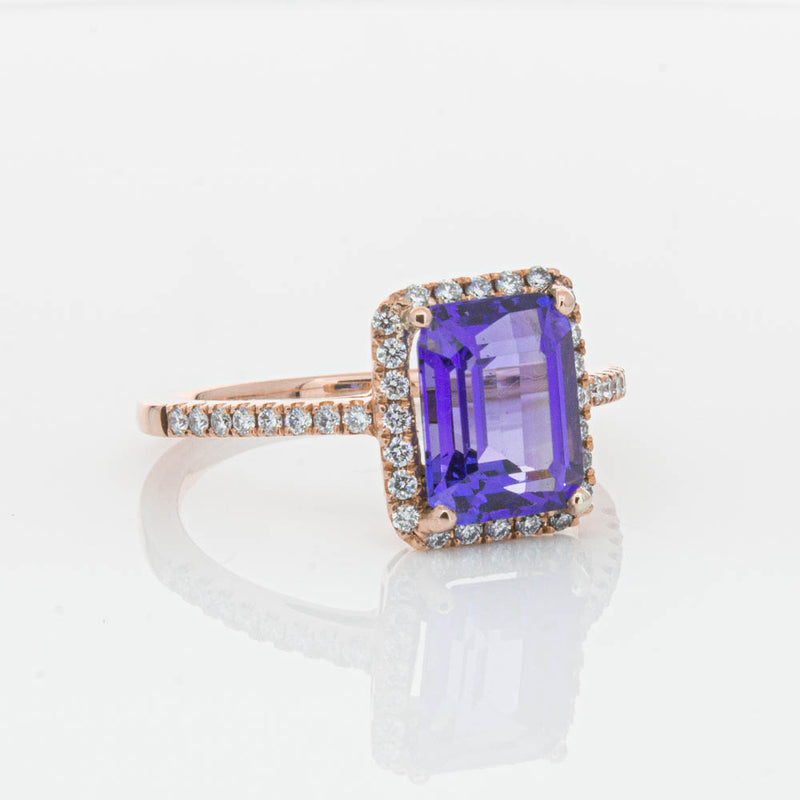 18ct Rose Gold 2.55ct Tanzanite & Diamond Ring-Ring-Walker & Hall