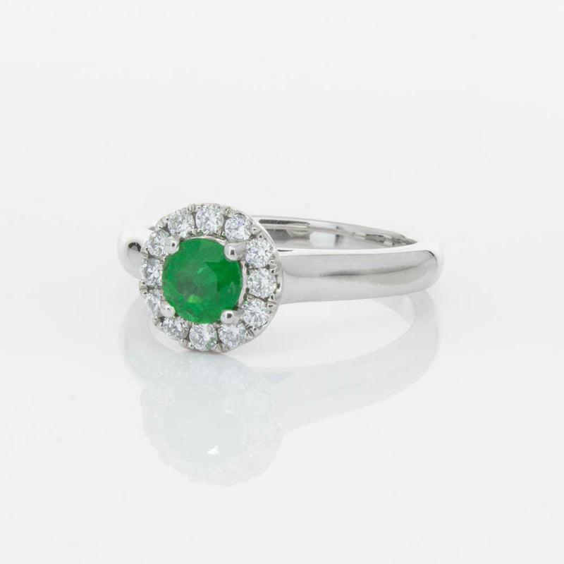 18ct White Gold Emerald & Diamond Eclipse Ring-Ring-Walker & Hall