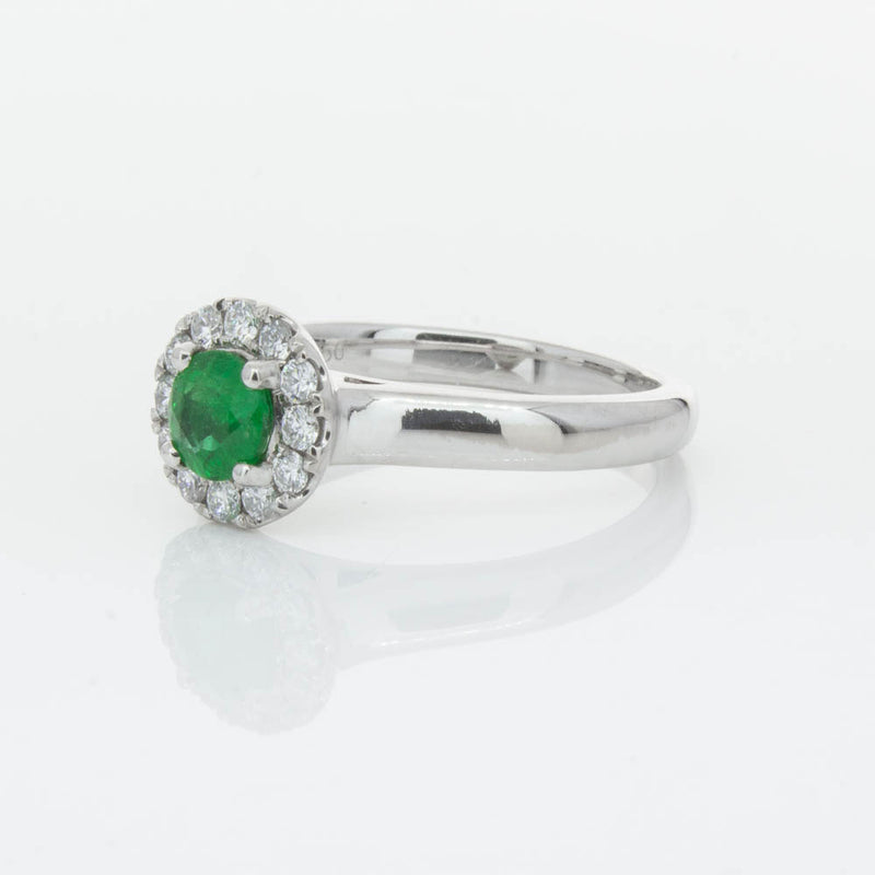 18ct White Gold Emerald & Diamond Eclipse Ring-Ring-Walker & Hall