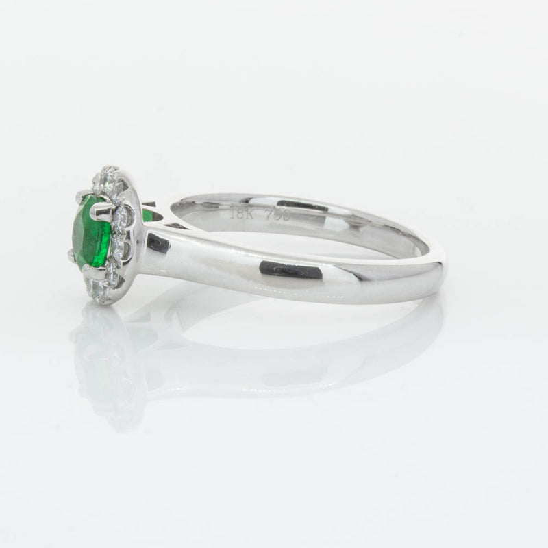 18ct White Gold Emerald & Diamond Eclipse Ring-Ring-Walker & Hall