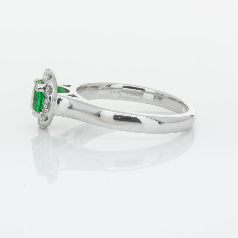 18ct White Gold Emerald & Diamond Eclipse Ring-Ring-Walker & Hall