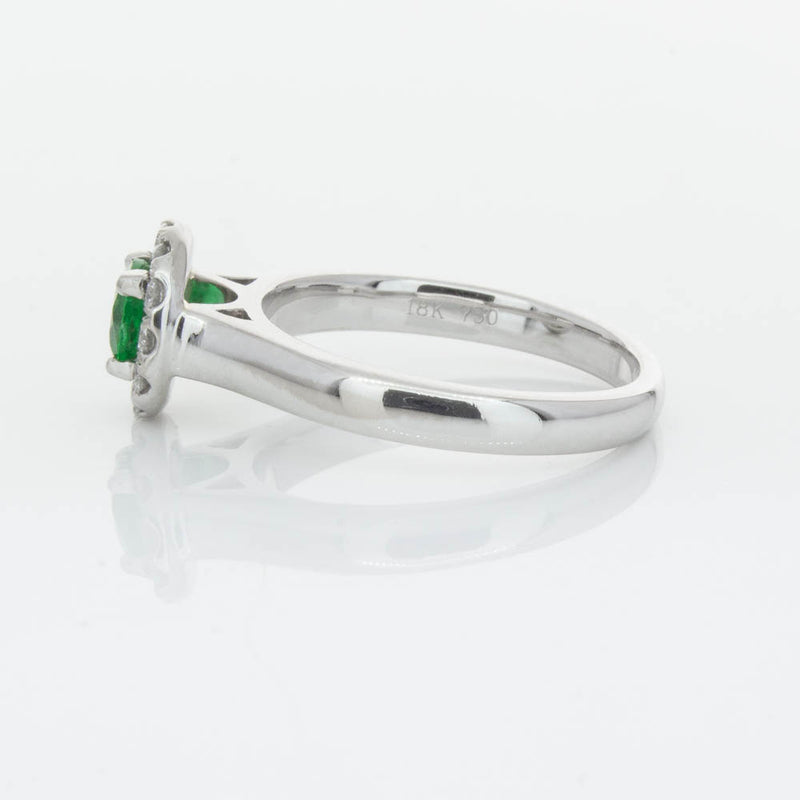 18ct White Gold Emerald & Diamond Eclipse Ring-Ring-Walker & Hall