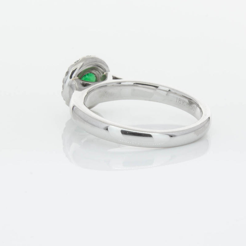 18ct White Gold Emerald & Diamond Eclipse Ring-Ring-Walker & Hall