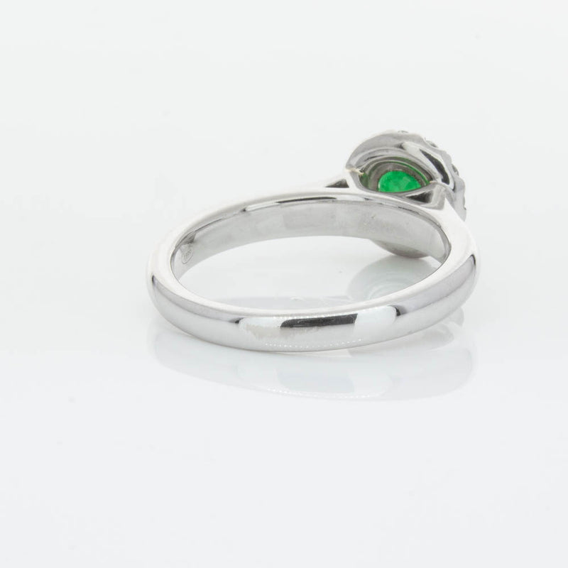 18ct White Gold Emerald & Diamond Eclipse Ring-Ring-Walker & Hall