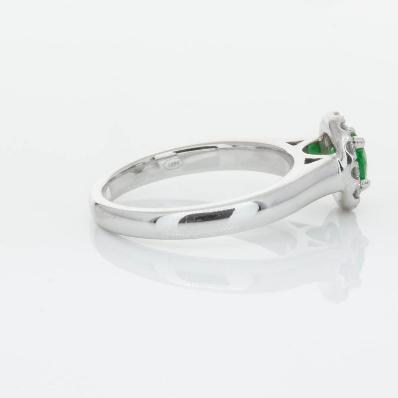 18ct White Gold Emerald & Diamond Eclipse Ring-Ring-Walker & Hall