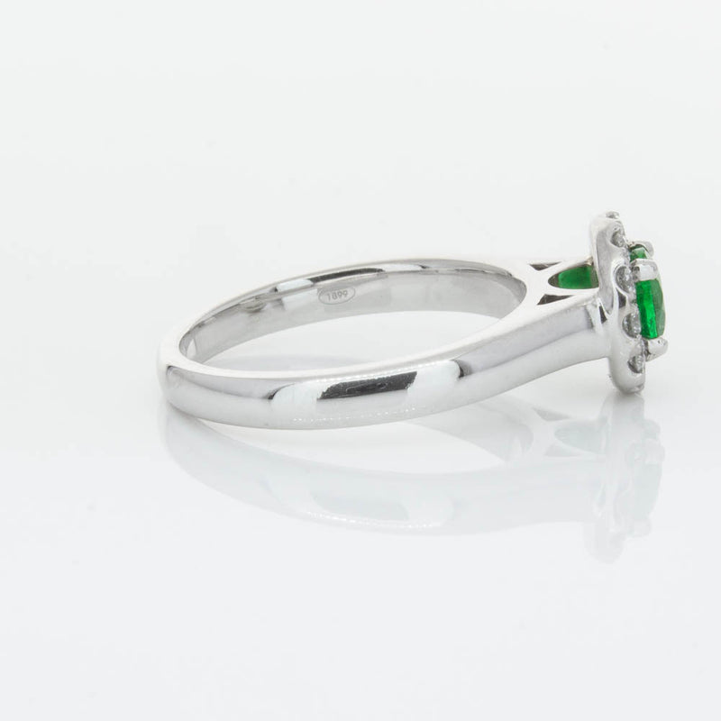 18ct White Gold Emerald & Diamond Eclipse Ring-Ring-Walker & Hall