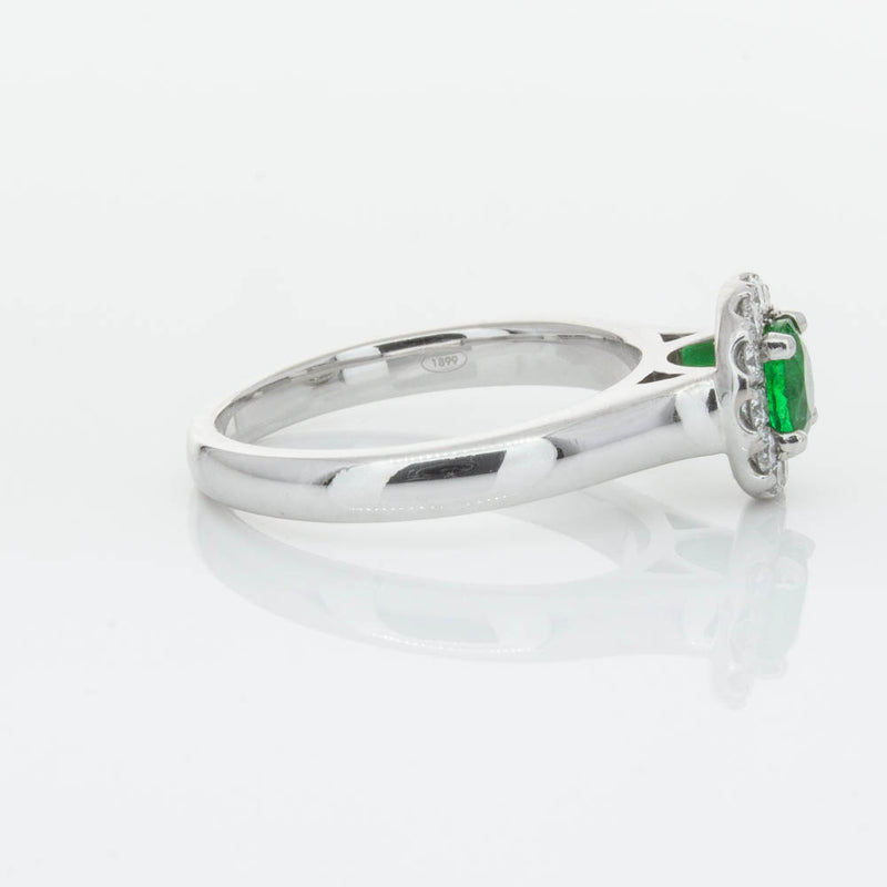 18ct White Gold Emerald & Diamond Eclipse Ring-Ring-Walker & Hall