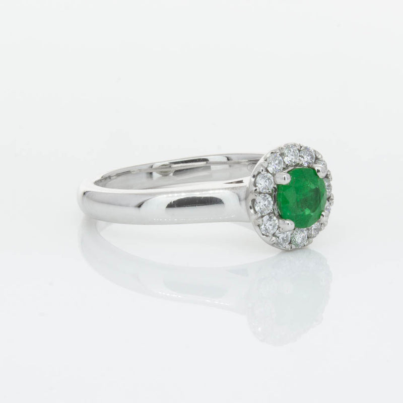 18ct White Gold Emerald & Diamond Eclipse Ring-Ring-Walker & Hall