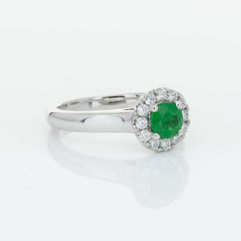 18ct White Gold Emerald & Diamond Eclipse Ring-Ring-Walker & Hall