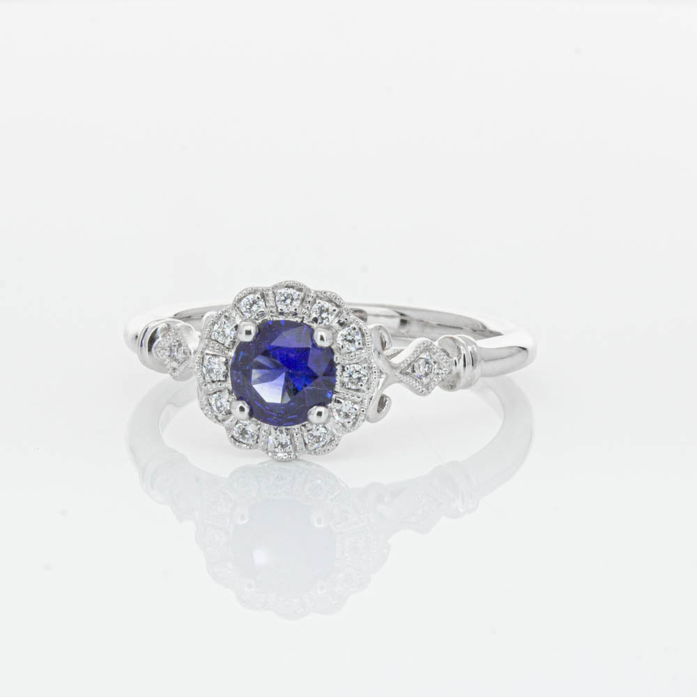 18ct White Gold Sapphire & Diamond Versailles Ring-Ring-Walker & Hall