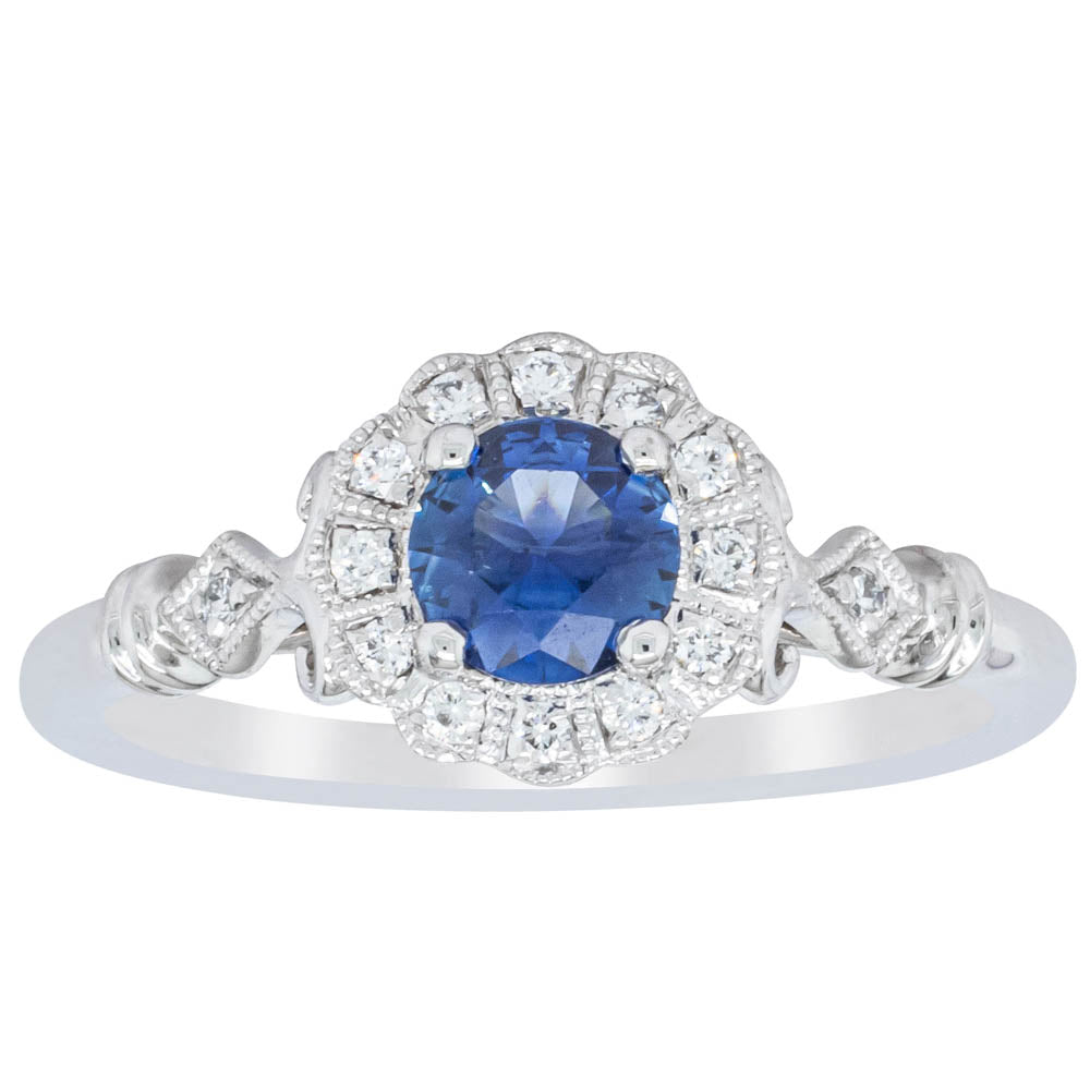 18ct White Gold Sapphire & Diamond Versailles Ring-Ring-Walker & Hall