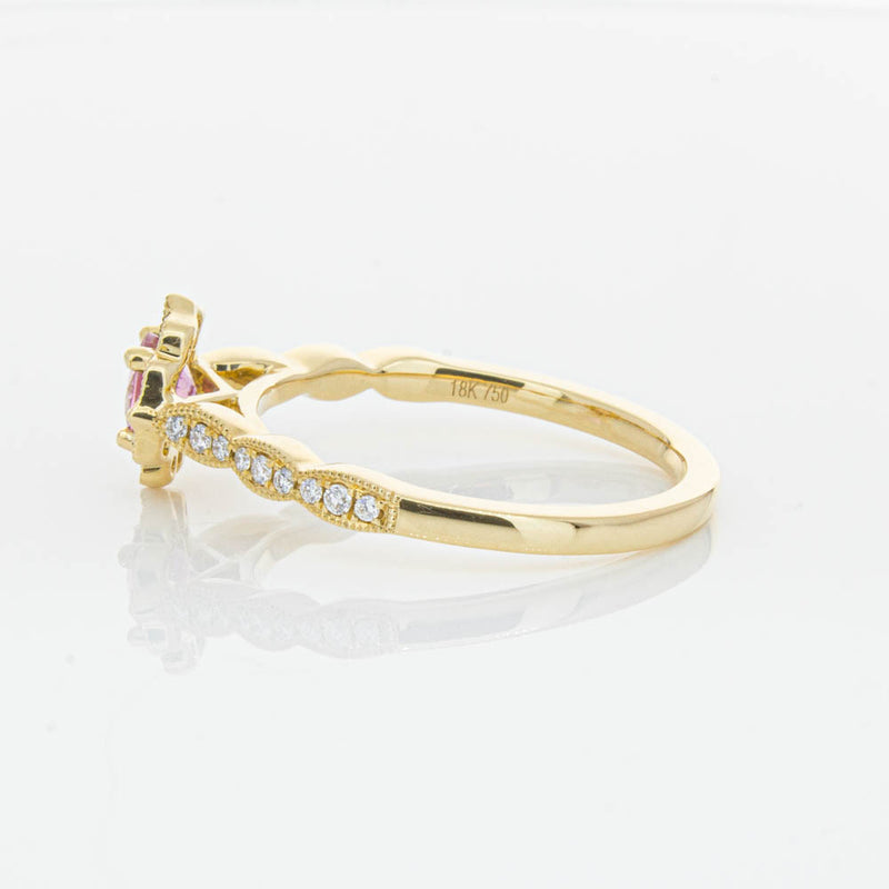 18ct Yellow Gold Pink Sapphire & Diamond Paramount Ring-Ring-Walker & Hall