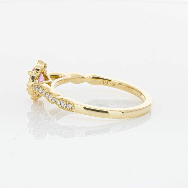 18ct Yellow Gold Pink Sapphire & Diamond Paramount Ring-Ring-Walker & Hall