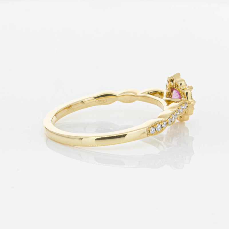 18ct Yellow Gold Pink Sapphire & Diamond Paramount Ring-Ring-Walker & Hall