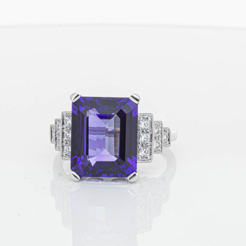 18ct White Gold Tanzanite & Diamond Maya Ring-Ring-Walker & Hall