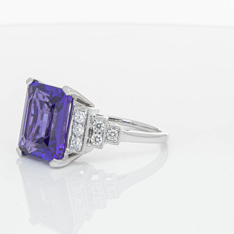 18ct White Gold Tanzanite & Diamond Maya Ring-Ring-Walker & Hall