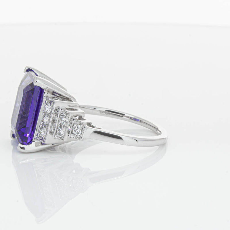 18ct White Gold Tanzanite & Diamond Maya Ring-Ring-Walker & Hall