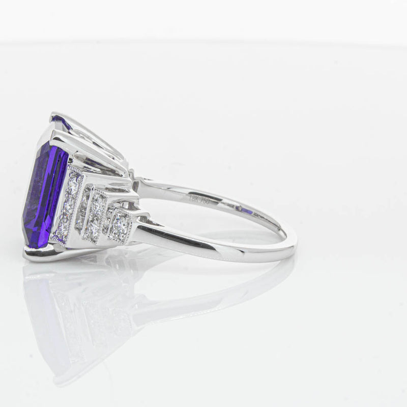 18ct White Gold Tanzanite & Diamond Maya Ring-Ring-Walker & Hall