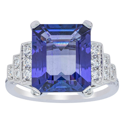 18ct White Gold Tanzanite & Diamond Maya Ring-Ring-Walker & Hall