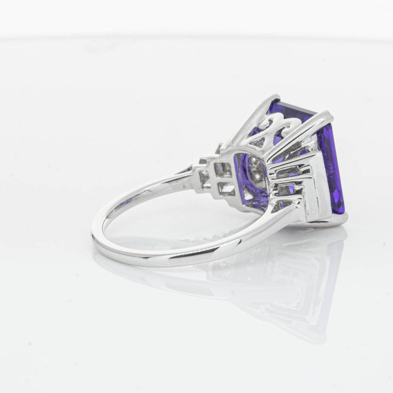 18ct White Gold Tanzanite & Diamond Maya Ring-Ring-Walker & Hall
