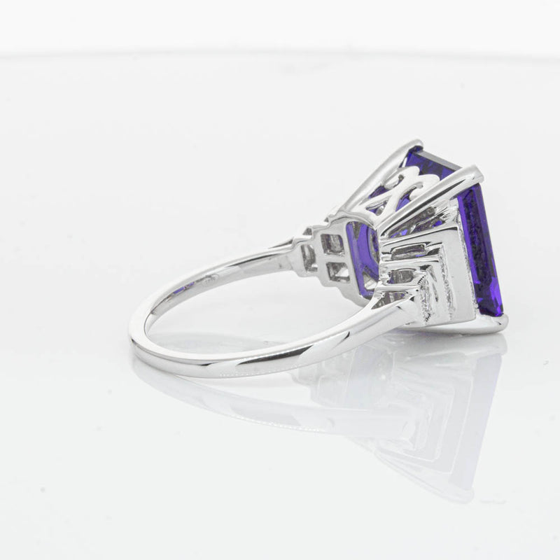 18ct White Gold Tanzanite & Diamond Maya Ring-Ring-Walker & Hall