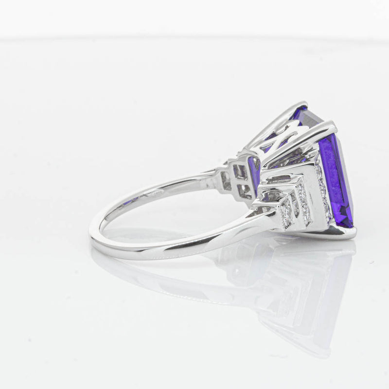 18ct White Gold Tanzanite & Diamond Maya Ring-Ring-Walker & Hall
