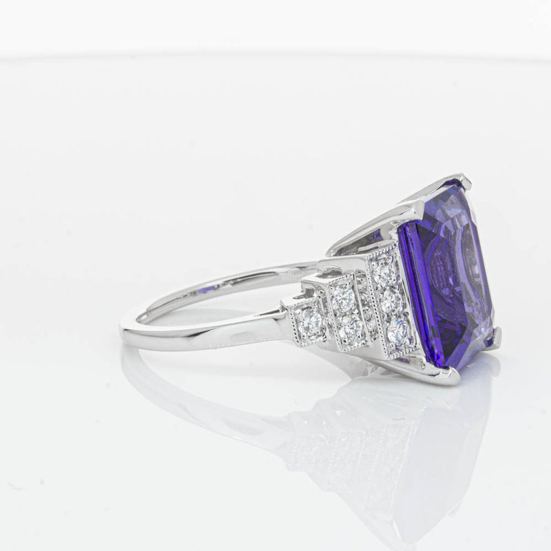 18ct White Gold Tanzanite & Diamond Maya Ring-Ring-Walker & Hall