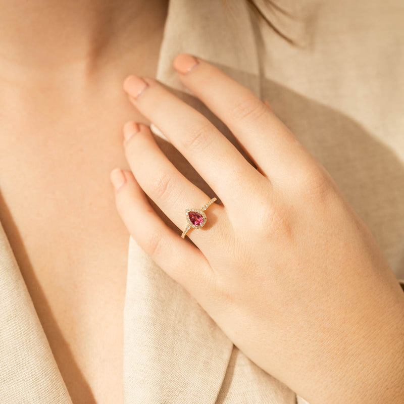 18ct Yellow Gold .58ct Pink Tourmaline & Diamond Mini Sierra Ring-Ring-Walker & Hall