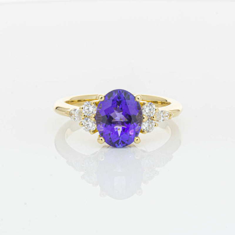 18ct Yellow Gold Tanzanite & Diamond Oriana Ring-Ring-Walker & Hall