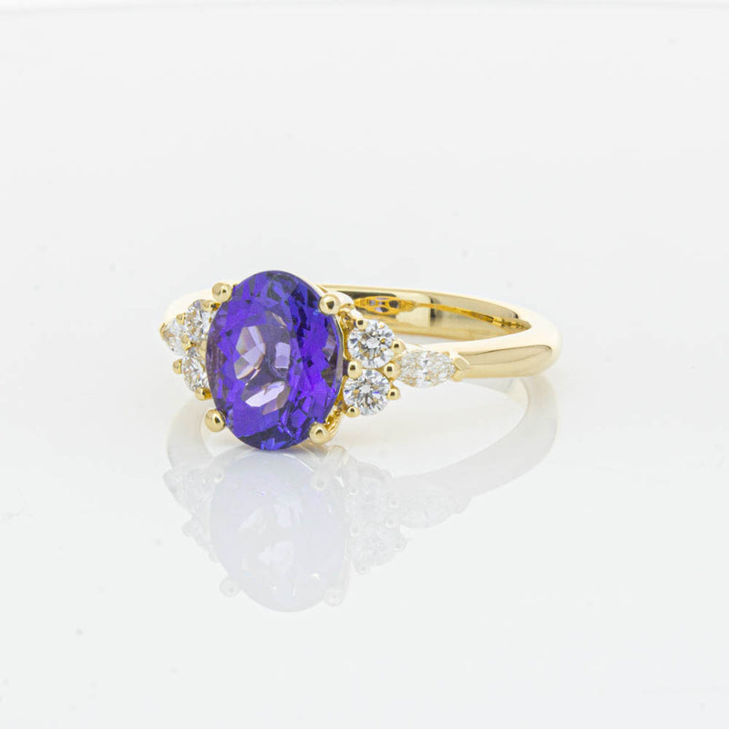 18ct Yellow Gold Tanzanite & Diamond Oriana Ring-Ring-Walker & Hall