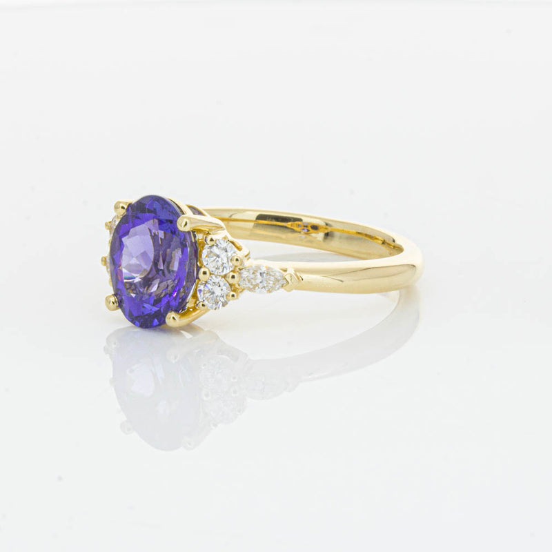 18ct Yellow Gold Tanzanite & Diamond Oriana Ring-Ring-Walker & Hall