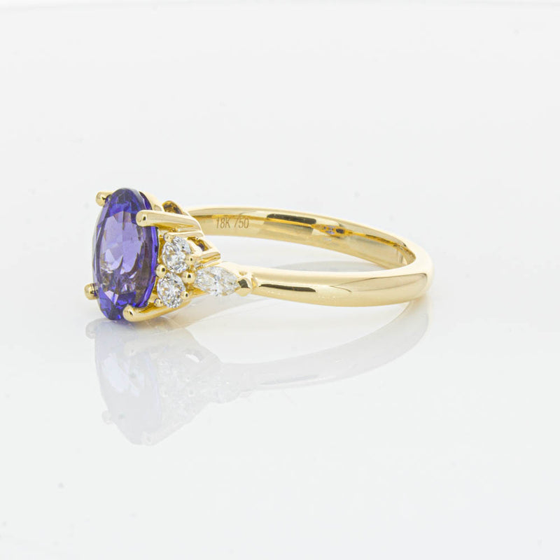 18ct Yellow Gold Tanzanite & Diamond Oriana Ring-Ring-Walker & Hall