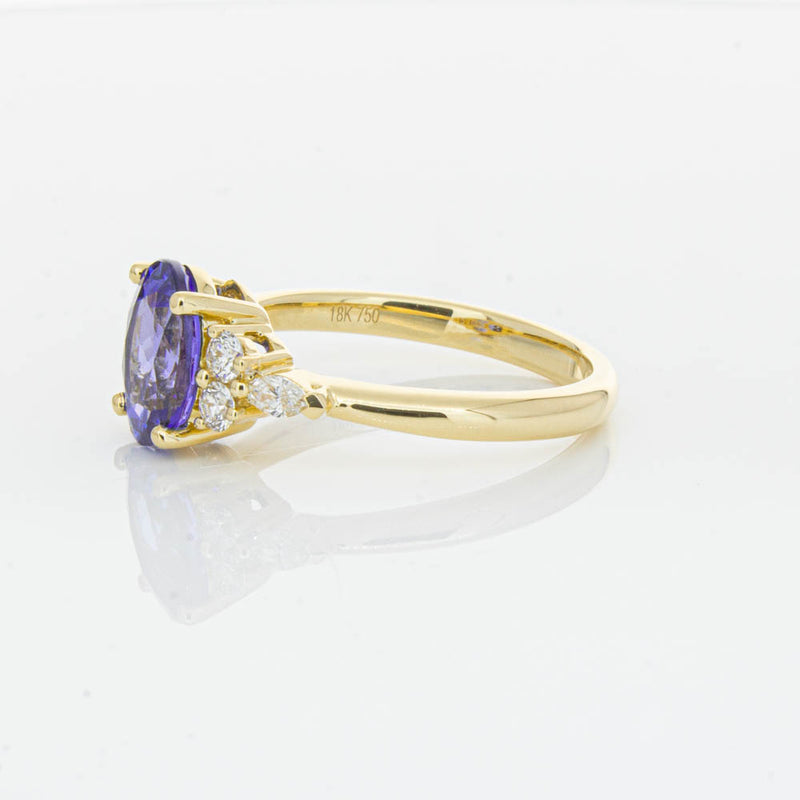 18ct Yellow Gold Tanzanite & Diamond Oriana Ring-Ring-Walker & Hall