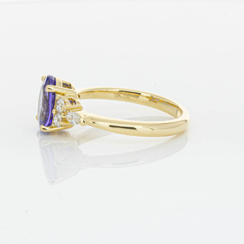 18ct Yellow Gold Tanzanite & Diamond Oriana Ring-Ring-Walker & Hall