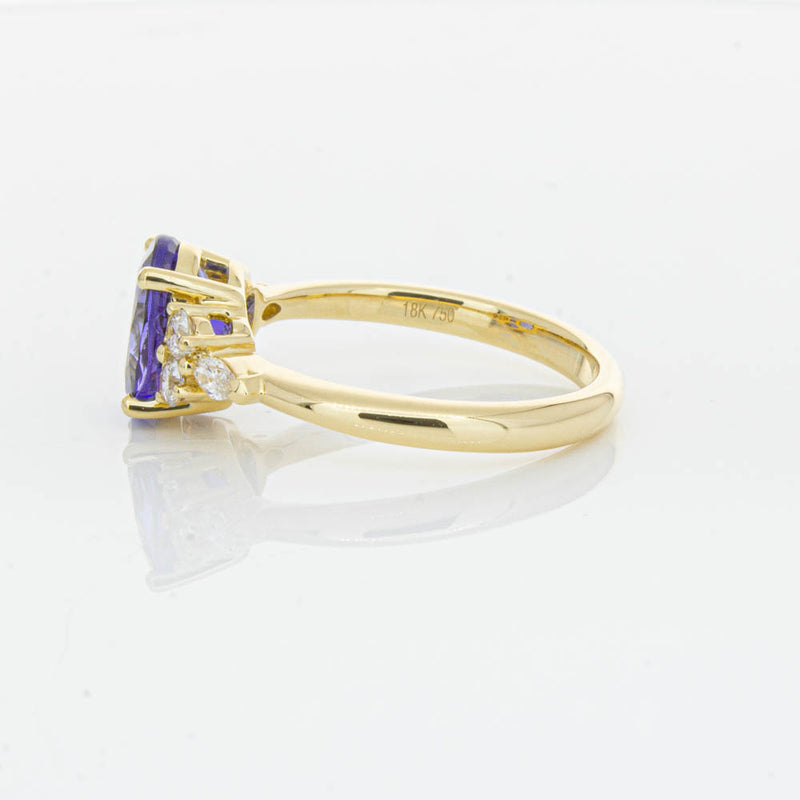 18ct Yellow Gold Tanzanite & Diamond Oriana Ring-Ring-Walker & Hall