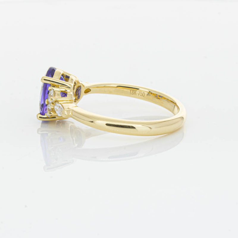 18ct Yellow Gold Tanzanite & Diamond Oriana Ring-Ring-Walker & Hall