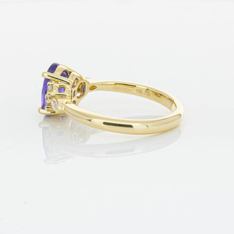 18ct Yellow Gold Tanzanite & Diamond Oriana Ring-Ring-Walker & Hall