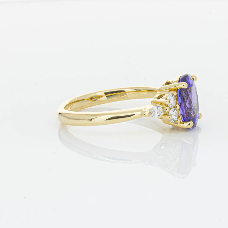 18ct Yellow Gold Tanzanite & Diamond Oriana Ring-Ring-Walker & Hall